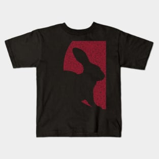 Distressed Minimalistic Red Sun Bunny Silhouette Kids T-Shirt